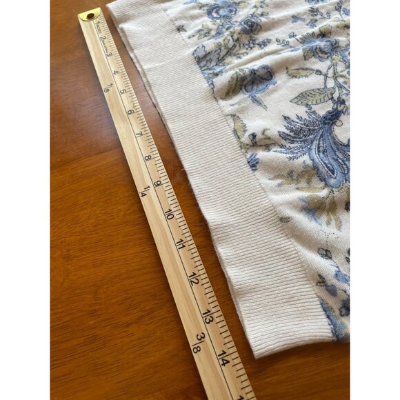 Ralph Lauren Chaps Womens 3/4 Sleeve Floral Linen Blend Sweater Sz S Cottagecore - Picture 6 of 8